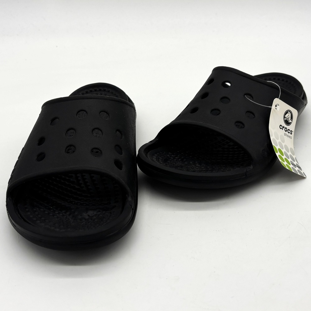 Crocs Slide Sandals Mens 8 Womens 10 Black New Breathable Slip On Shoes